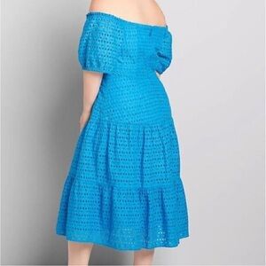 Lane Bryant Blue Eyelet Off-Shoulder Midi Dress Size 2x Flirty